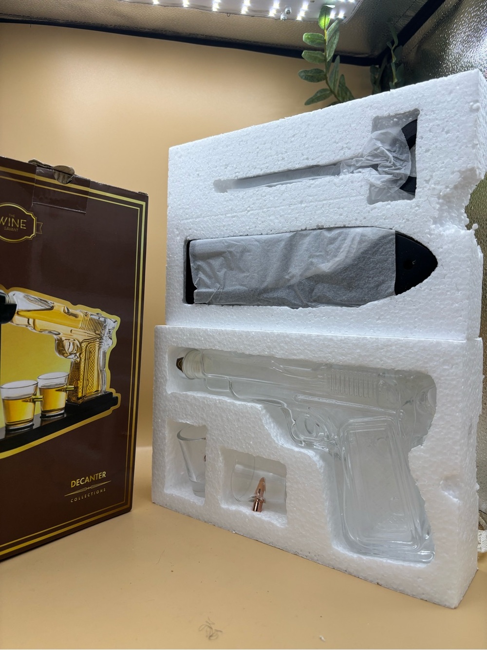 Gun-Shaped Glass Decanter Set - Clear